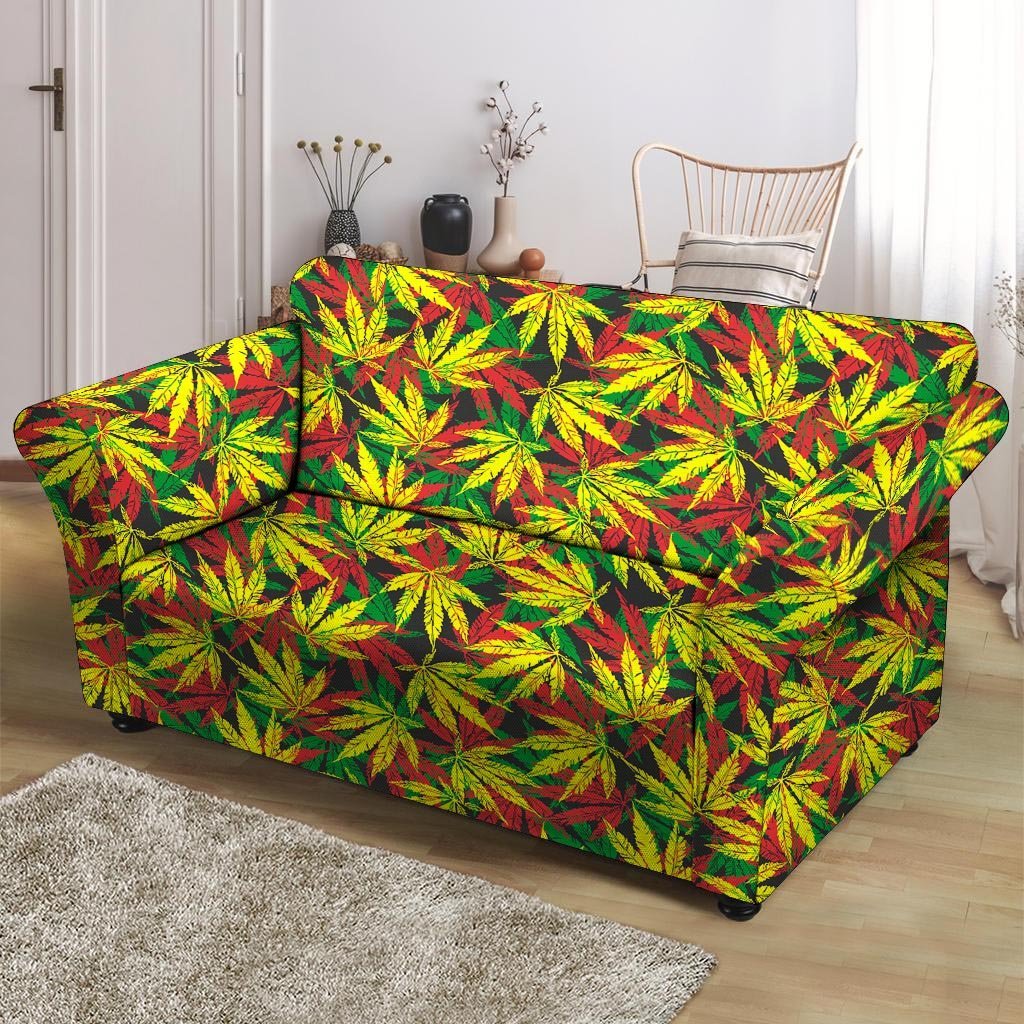 Tropical Reggae Leaf Loveseat Cover-grizzshop