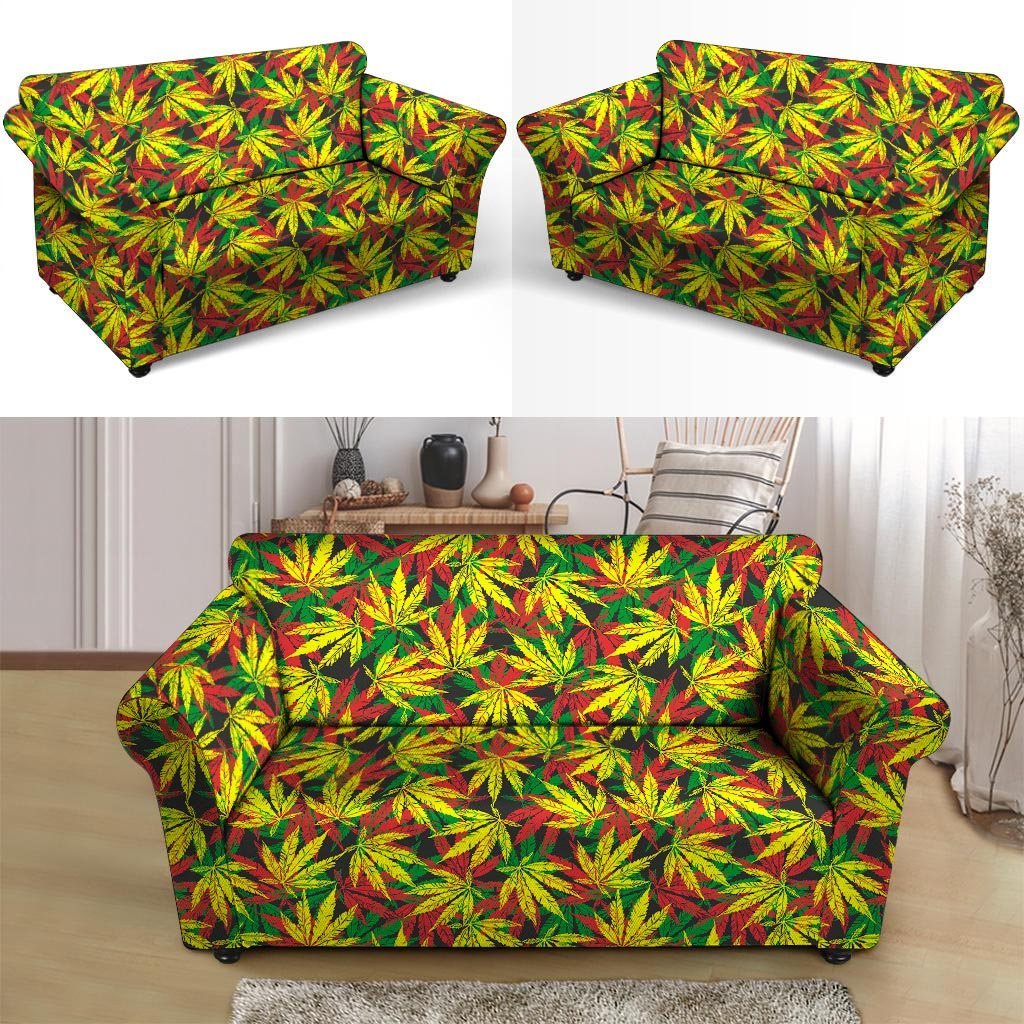 Tropical Reggae Leaf Loveseat Cover-grizzshop