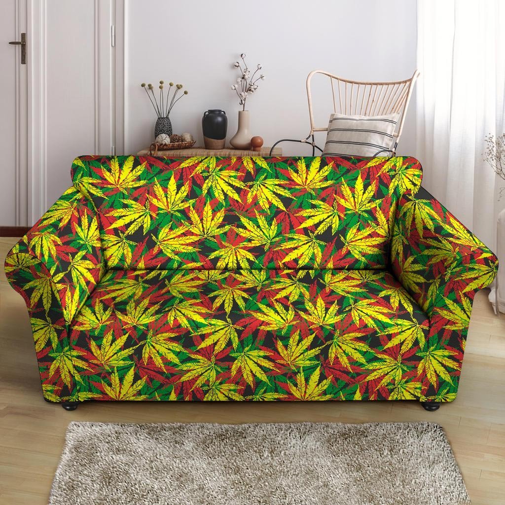 Tropical Reggae Leaf Loveseat Cover-grizzshop