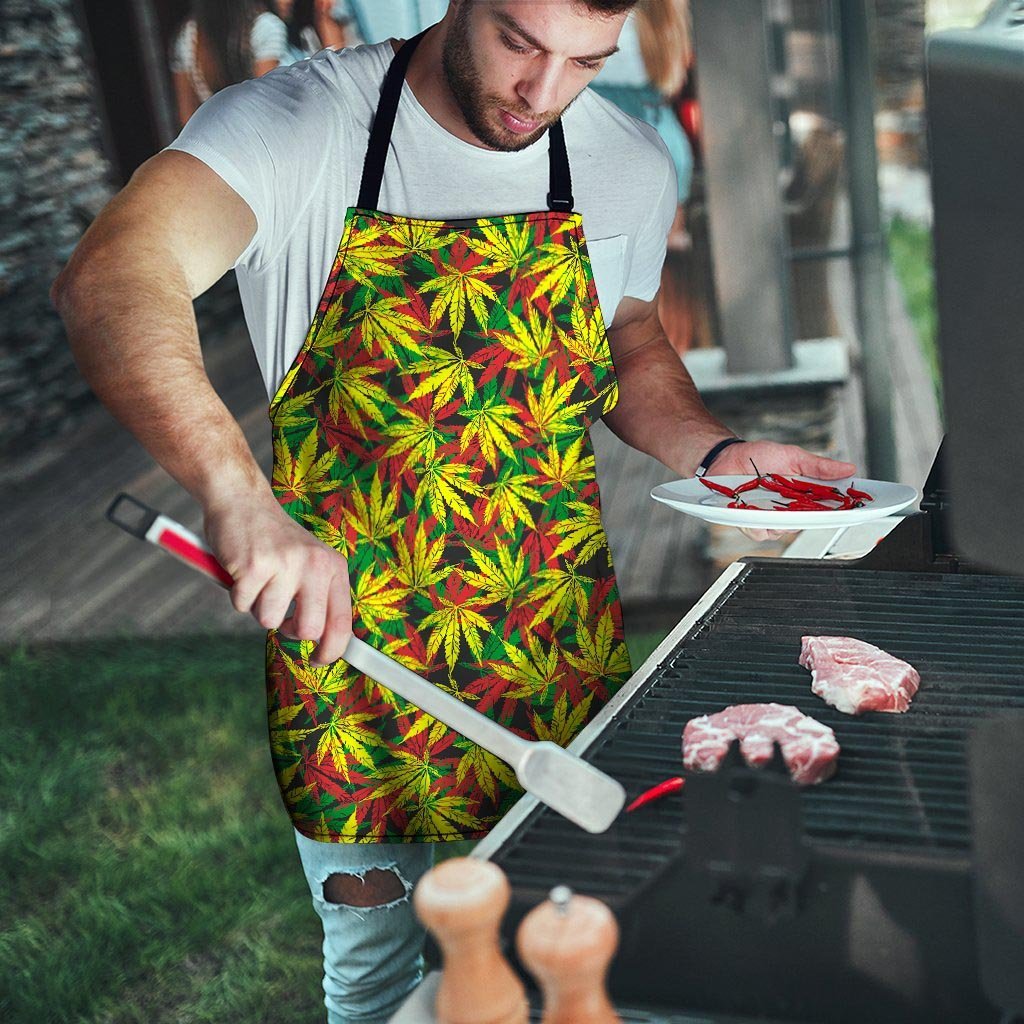 Tropical Reggae Leaf Men's Apron-grizzshop