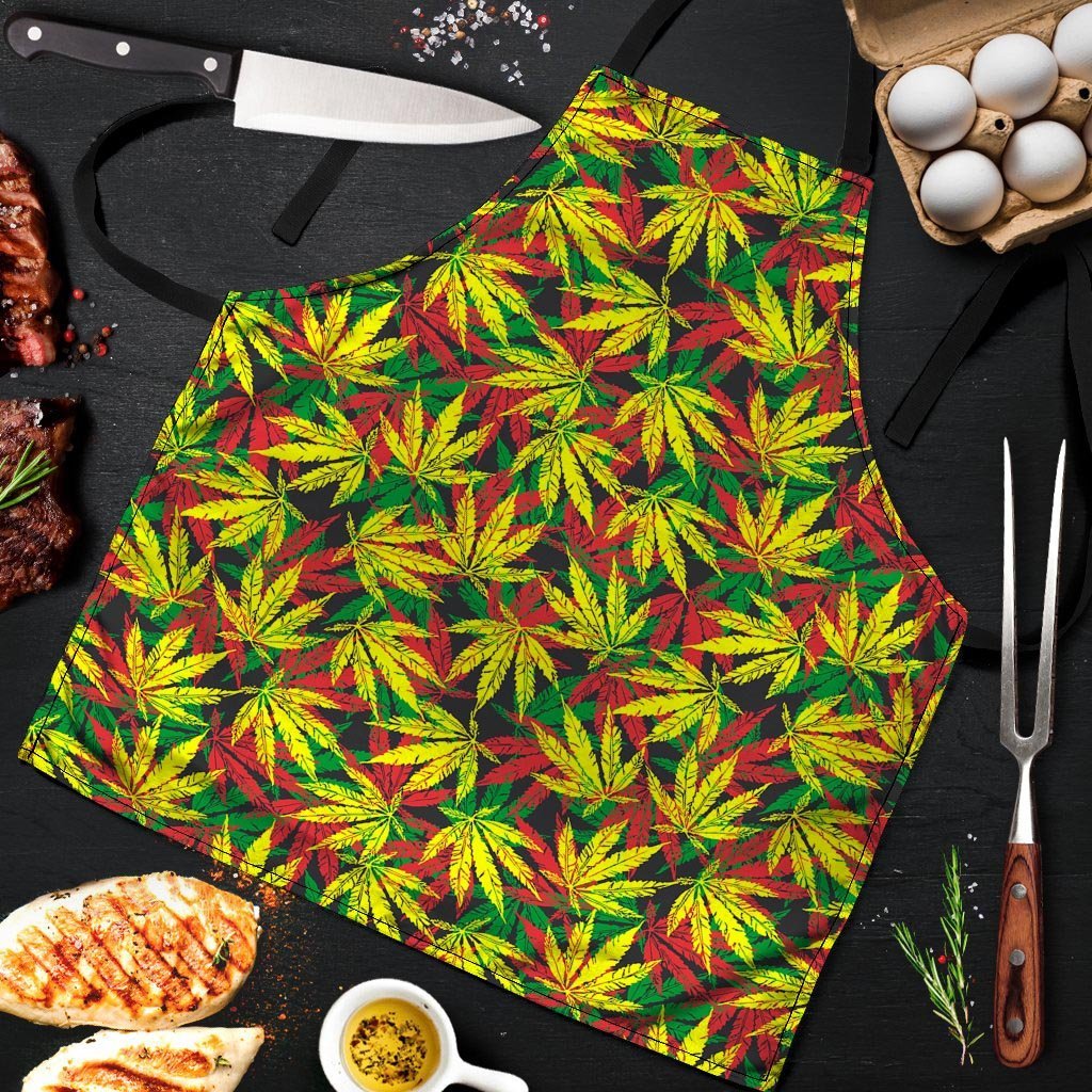 Tropical Reggae Leaf Men's Apron-grizzshop