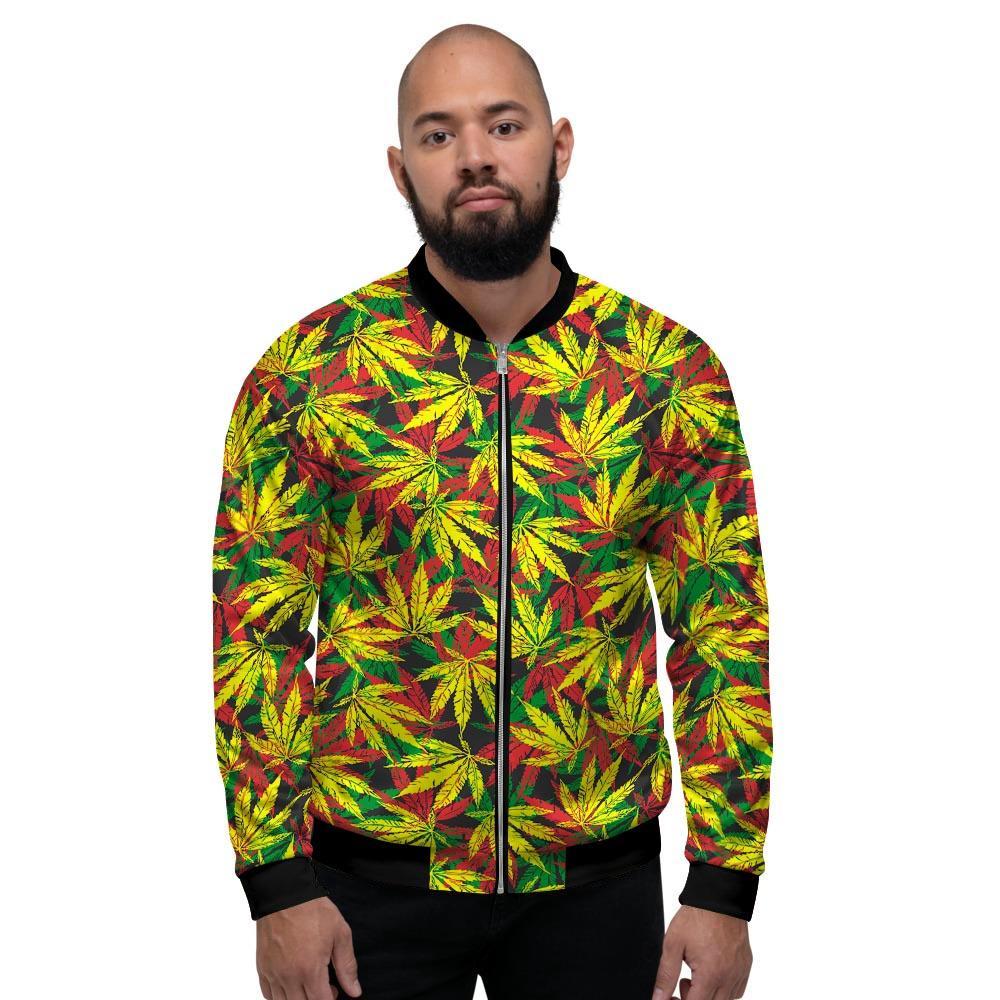 Tropical Reggae Leaf Men's Bomber Jacket-grizzshop