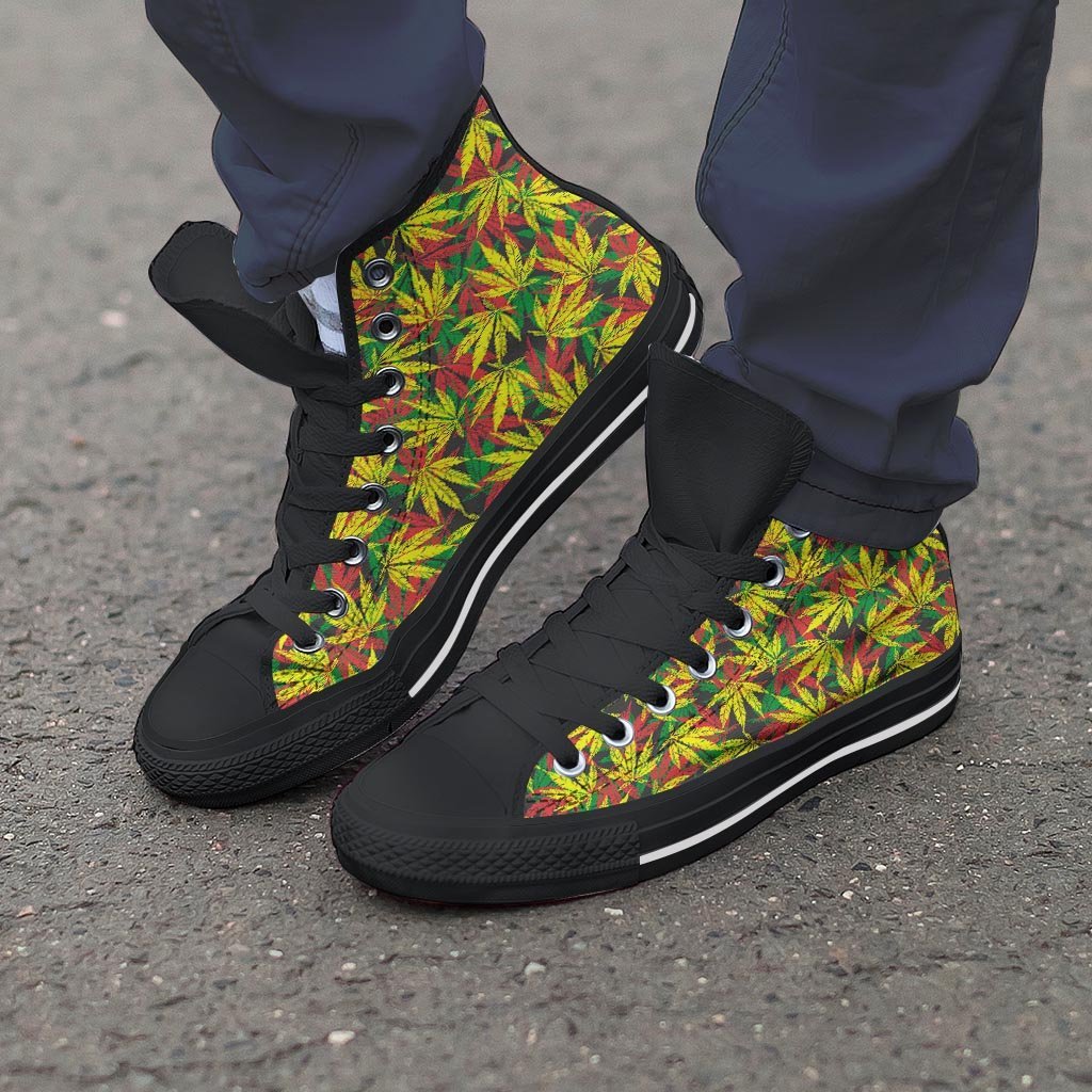 Tropical Reggae Leaf Men's High Top Shoes-grizzshop