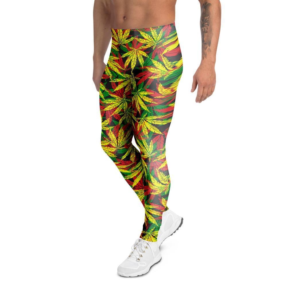 Tropical Reggae Leaf Men's Leggings-grizzshop