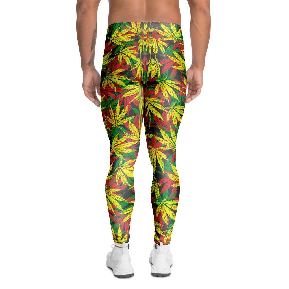 Tropical Reggae Leaf Men's Leggings-grizzshop