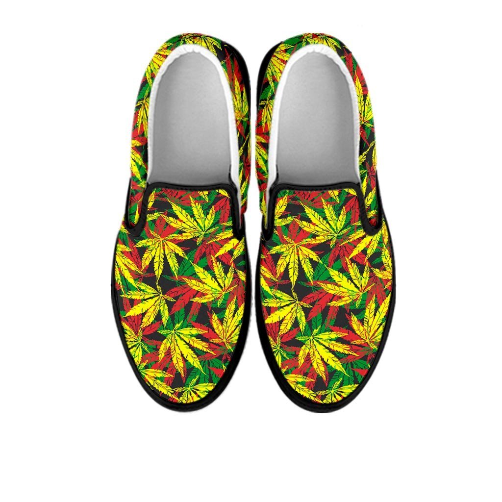 Tropical Reggae Leaf Men's Slip On Sneakers-grizzshop