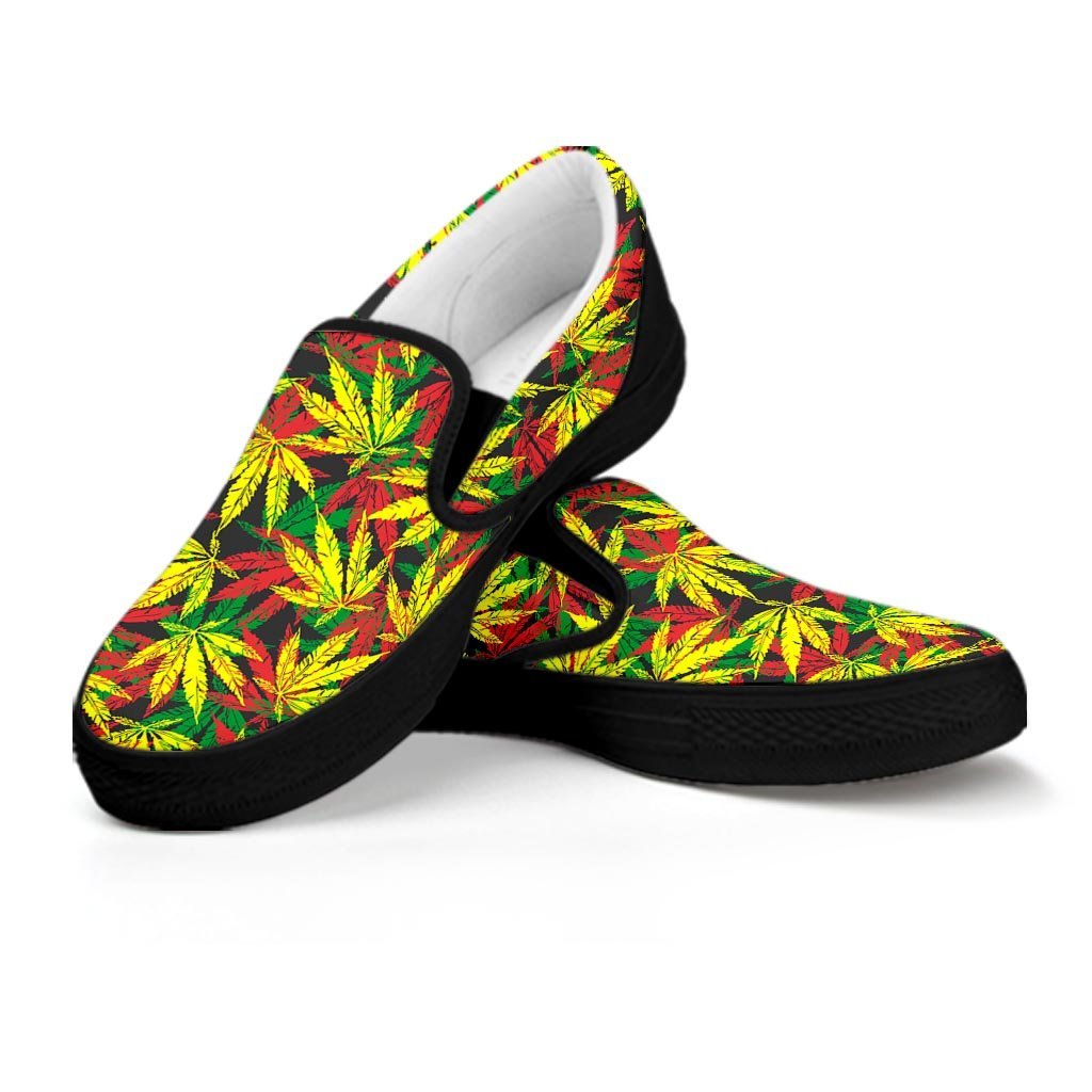 Tropical Reggae Leaf Men's Slip On Sneakers-grizzshop