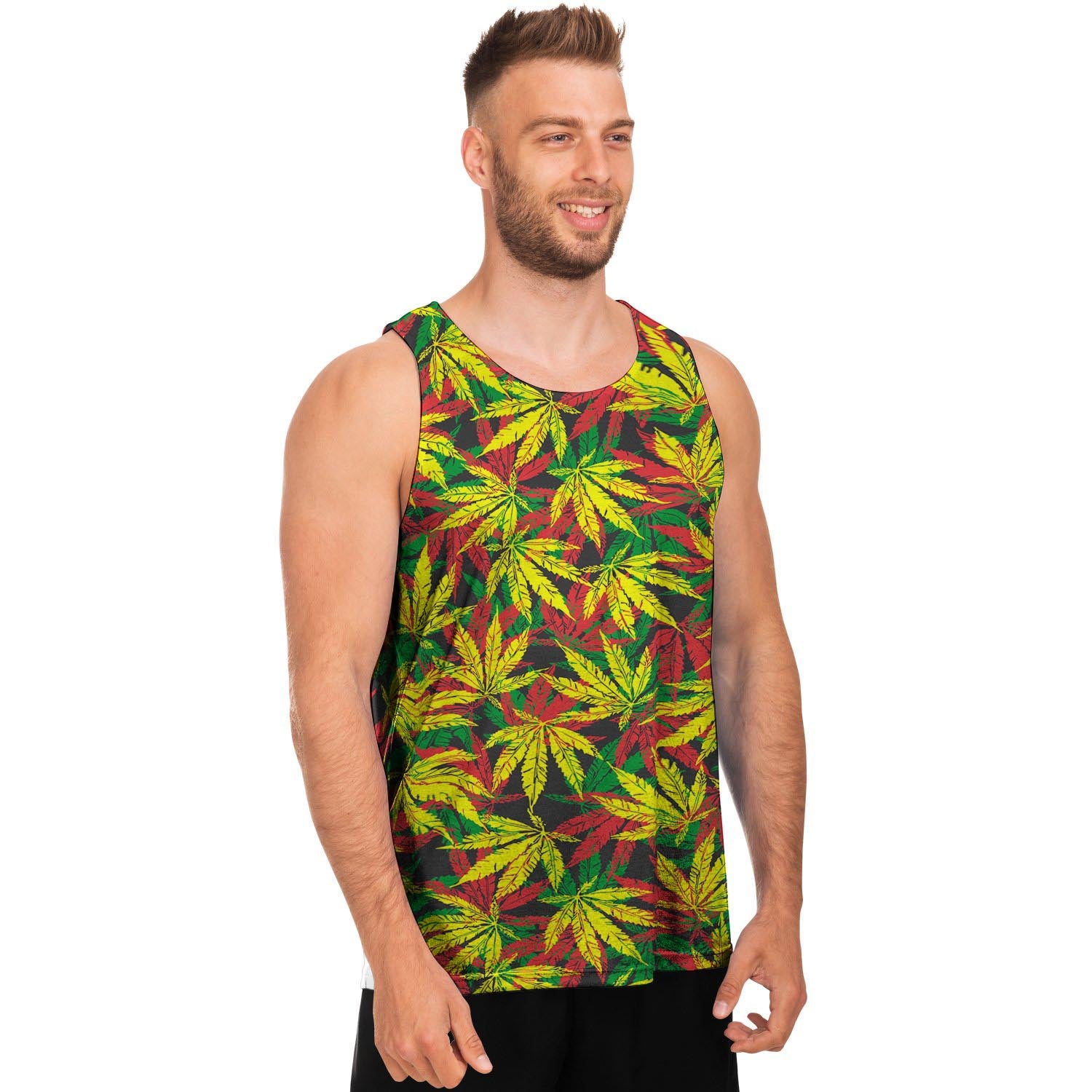 Tropical Reggae Leaf Men's Tank Tops-grizzshop