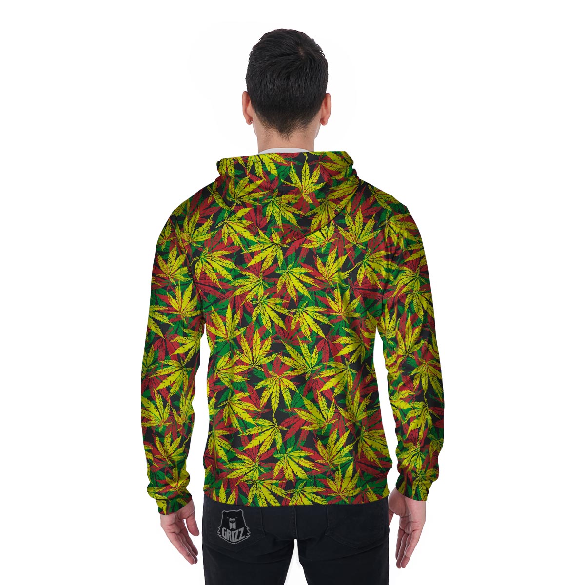 Tropical Reggae Leaf Men's Zip Up Hoodie-grizzshop