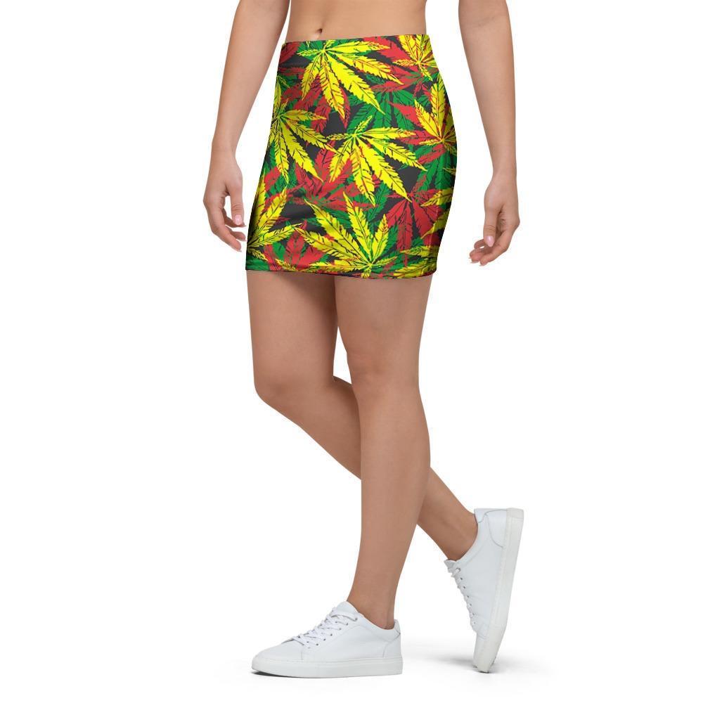 Tropical Reggae Leaf Mini Skirt-grizzshop