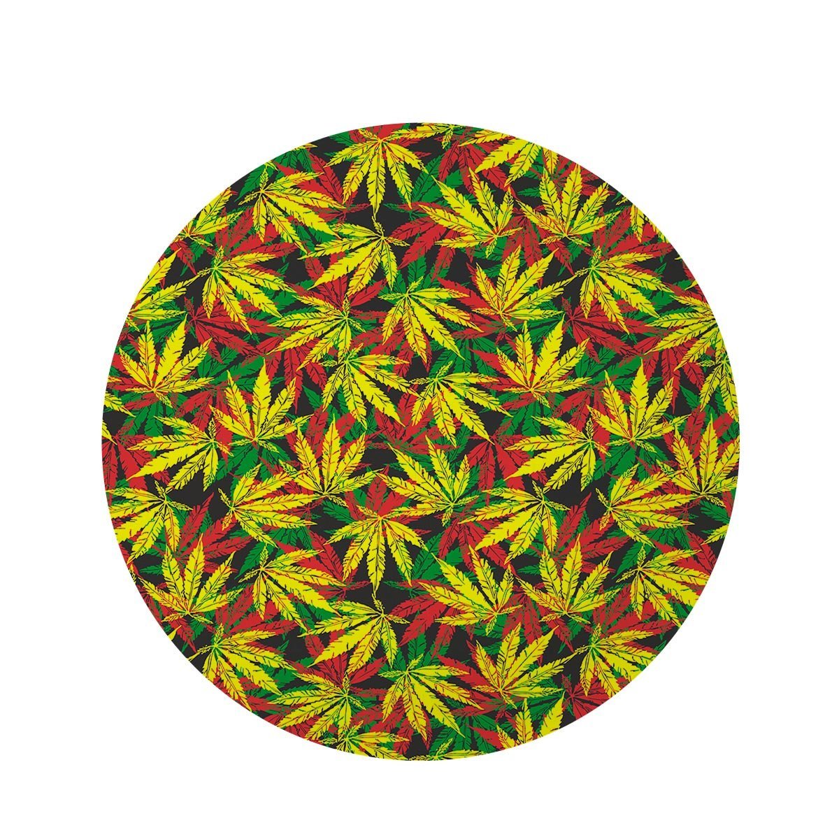 Tropical Reggae Leaf Round Rug-grizzshop