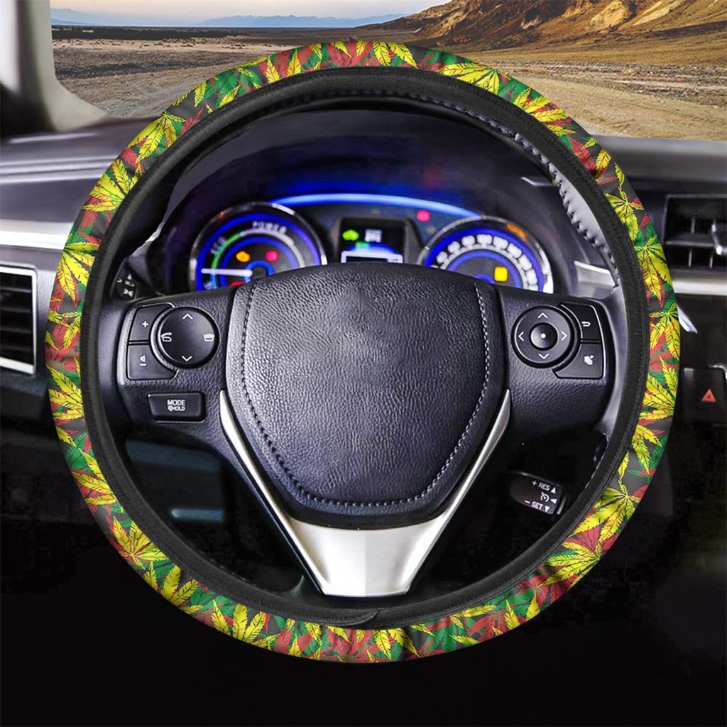 Tropical Reggae Leaf Steering Wheel Cover-grizzshop