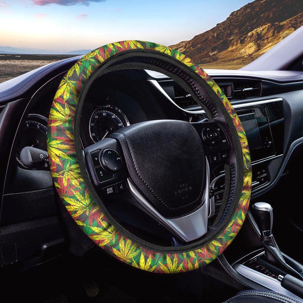 Tropical Reggae Leaf Steering Wheel Cover-grizzshop