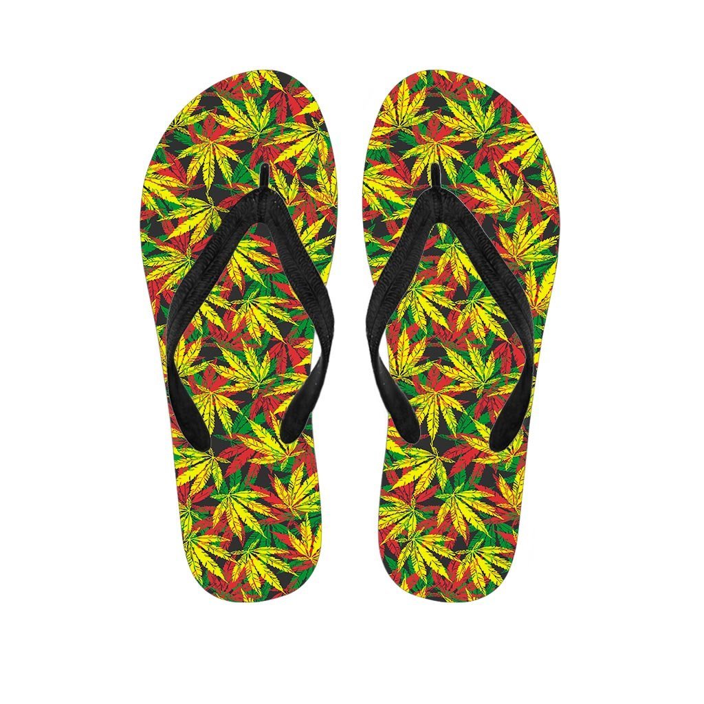 Tropical Reggae Leaf Women's Flip Flops-grizzshop