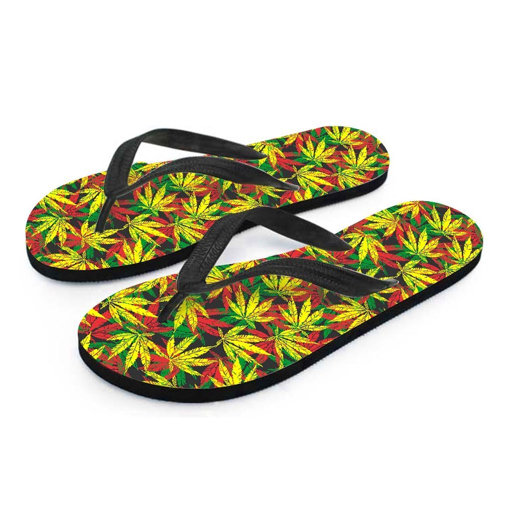 Tropical Reggae Leaf Women's Flip Flops-grizzshop