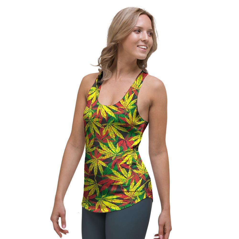 Tropical Reggae Leaf Women's Racerback Tank Top-grizzshop