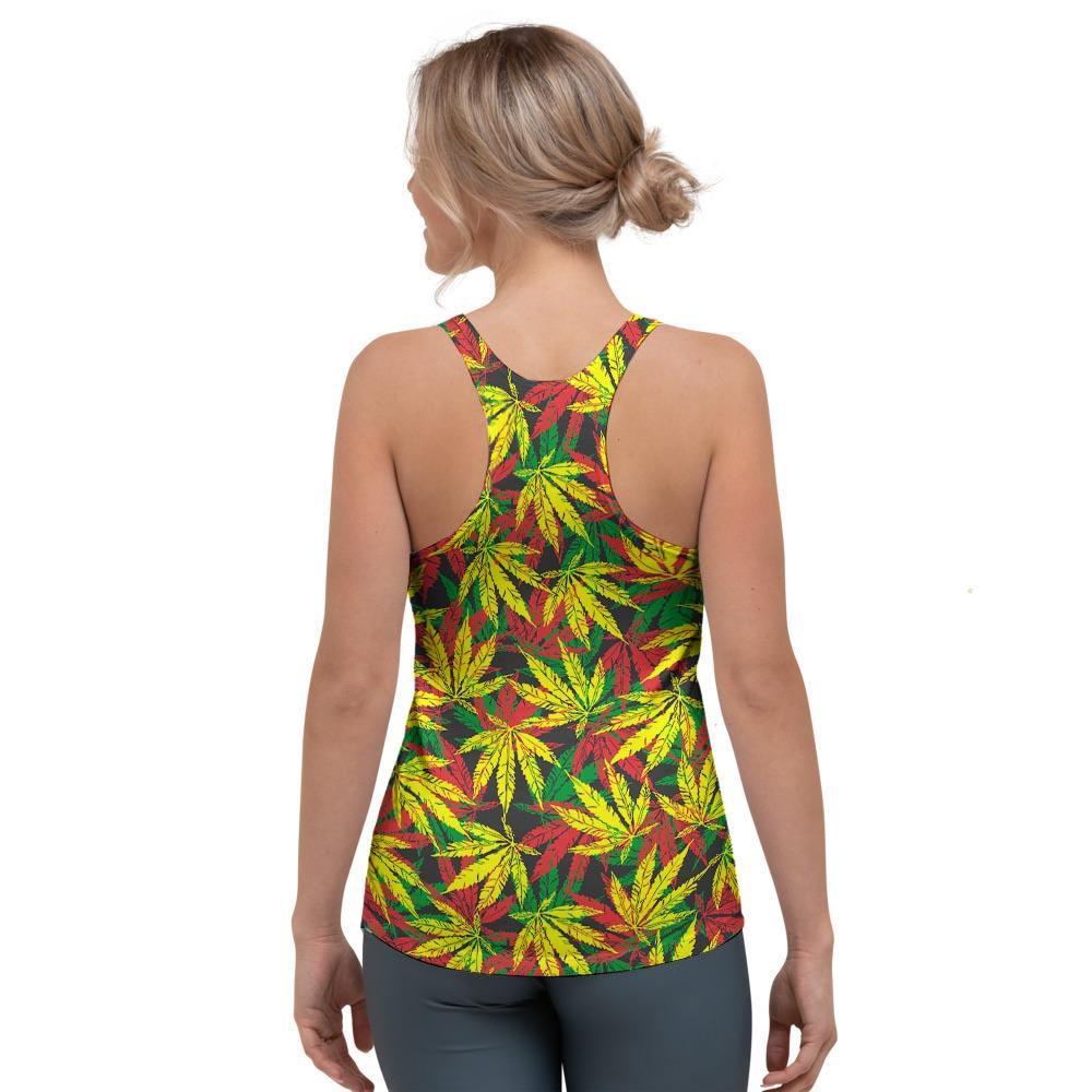 Tropical Reggae Leaf Women's Racerback Tank Top-grizzshop