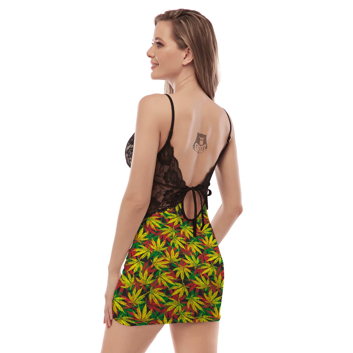 Tropical Reggae Leaf Women's Sexy Night Dress-grizzshop