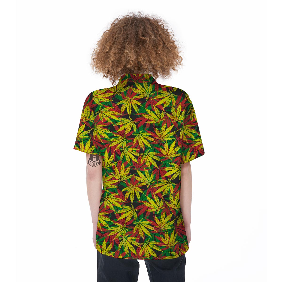 Tropical Reggae Leaf Women's Short Sleeve Shirts-grizzshop
