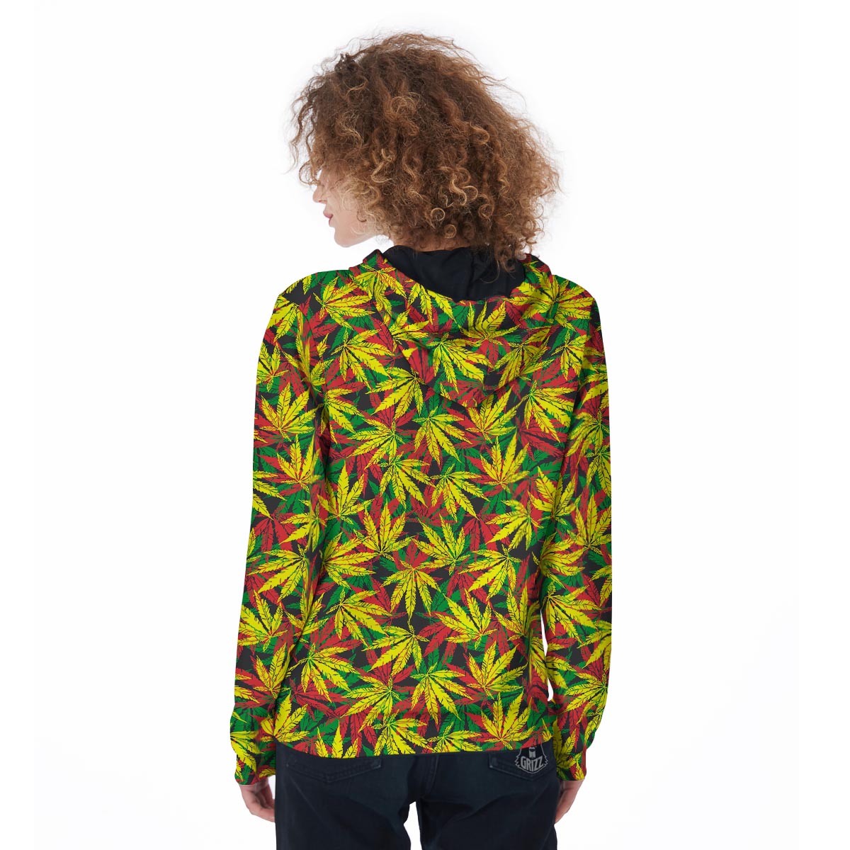 Tropical Reggae Leaf Women's Zip Up Hoodie-grizzshop