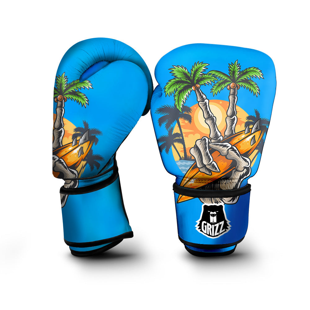 Tropical Skull Hand Print Boxing Gloves-grizzshop