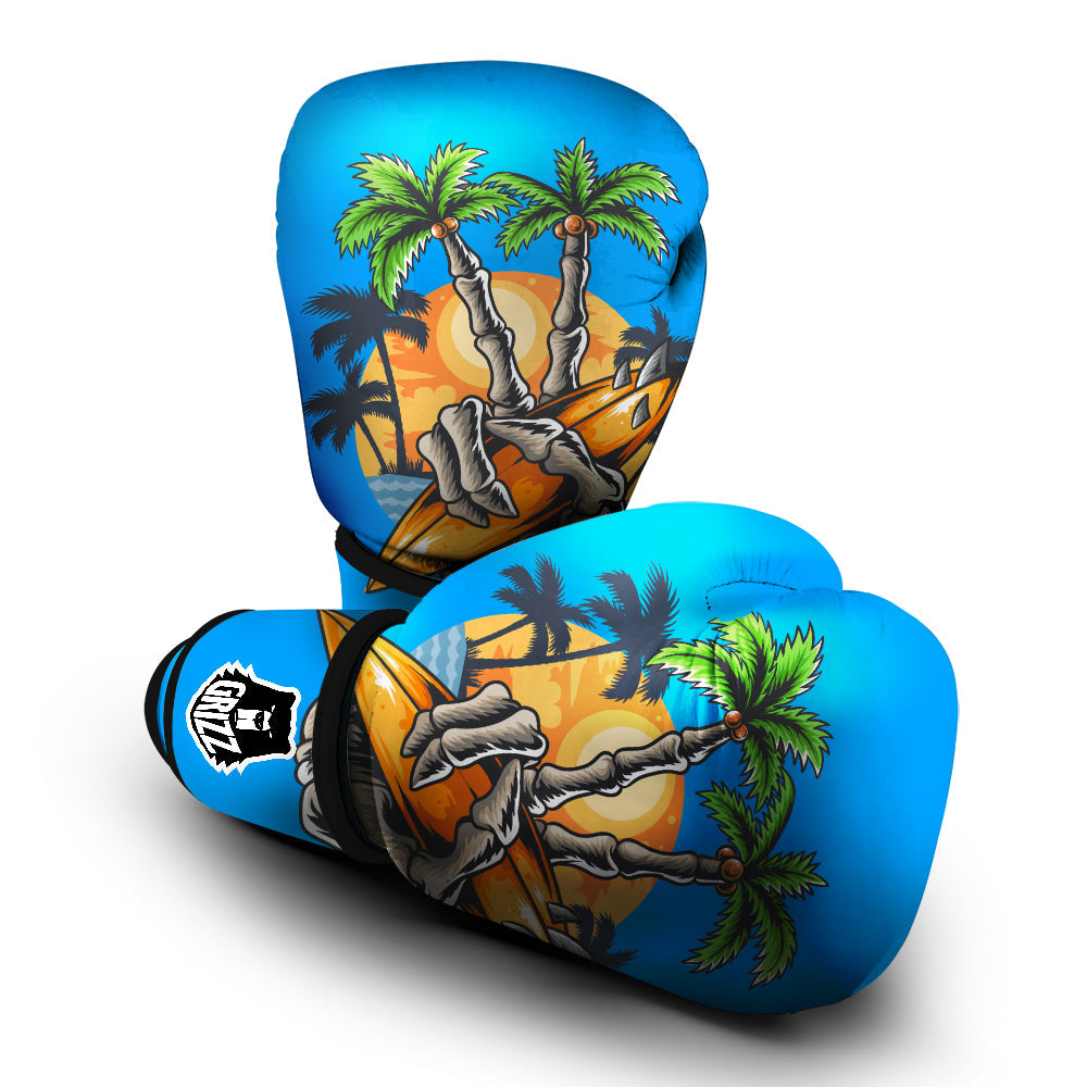 Tropical Skull Hand Print Boxing Gloves-grizzshop