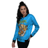 Tropical Skull Hand Print Women's Bomber Jacket-grizzshop