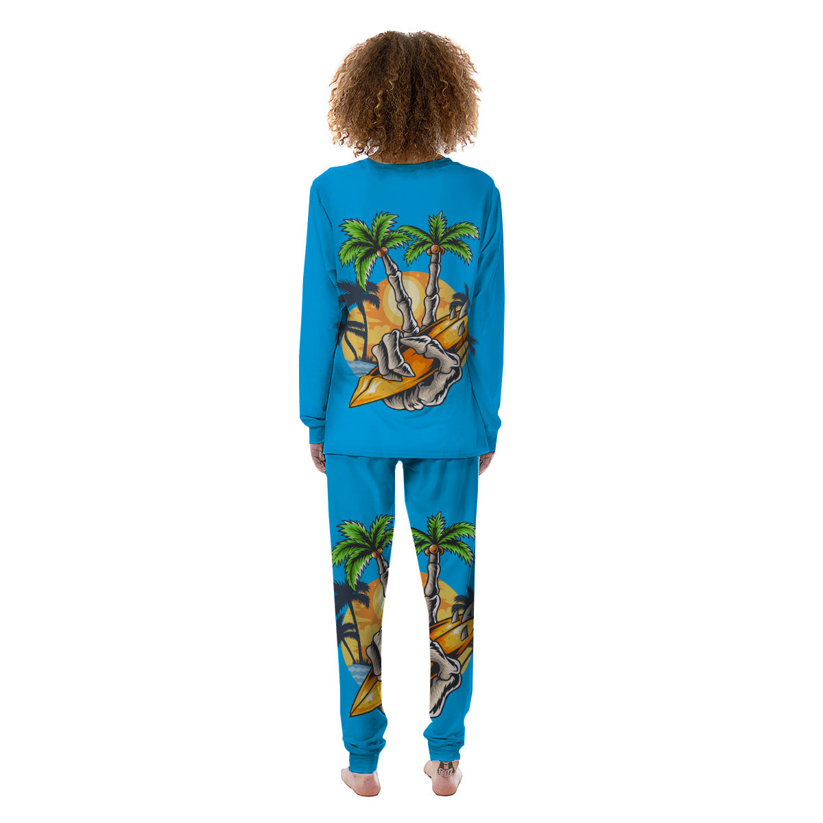 Tropical Skull Hand Print Women's Pajamas-grizzshop