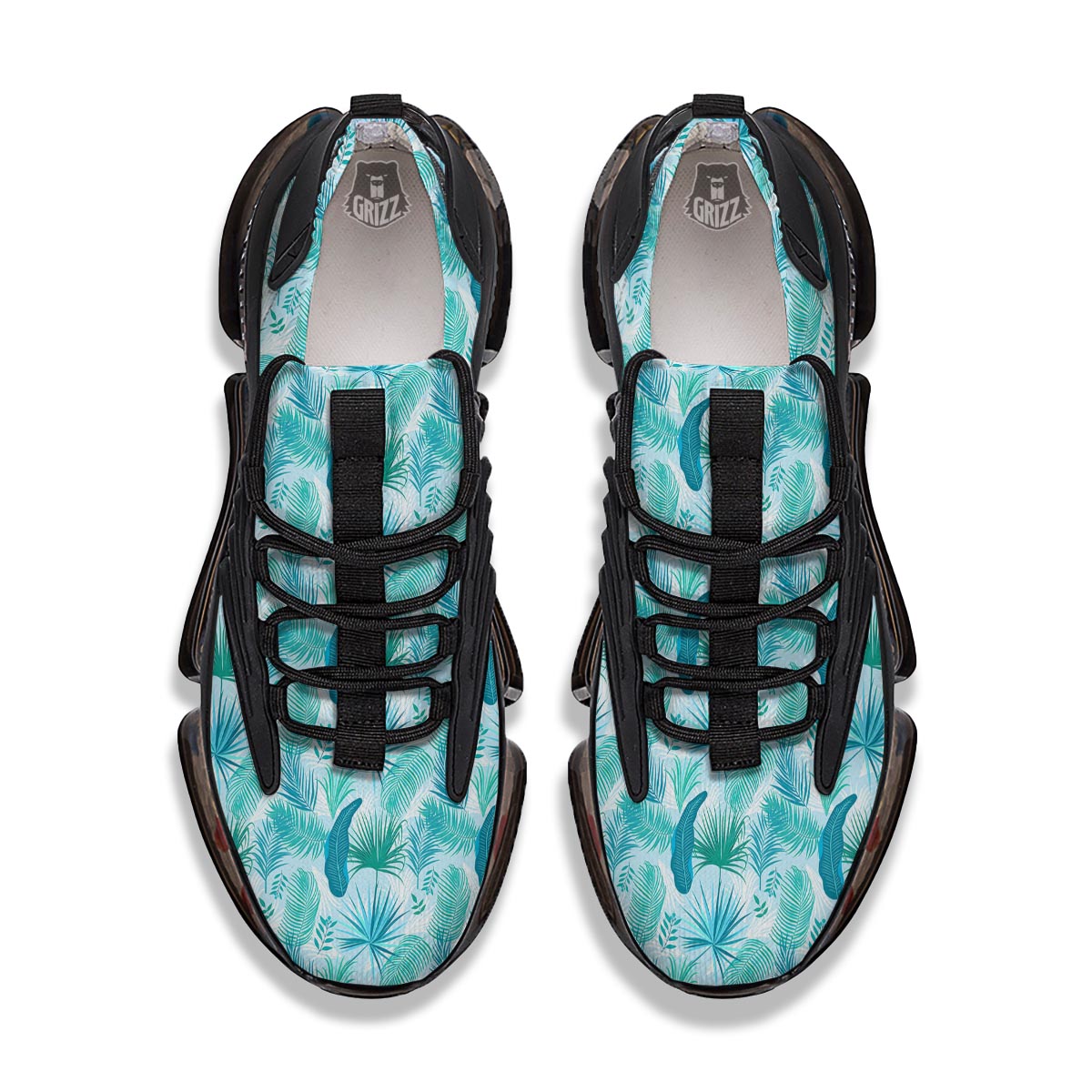 Tropical Teal Aloha Print Pattern Black Gym Shoes-grizzshop