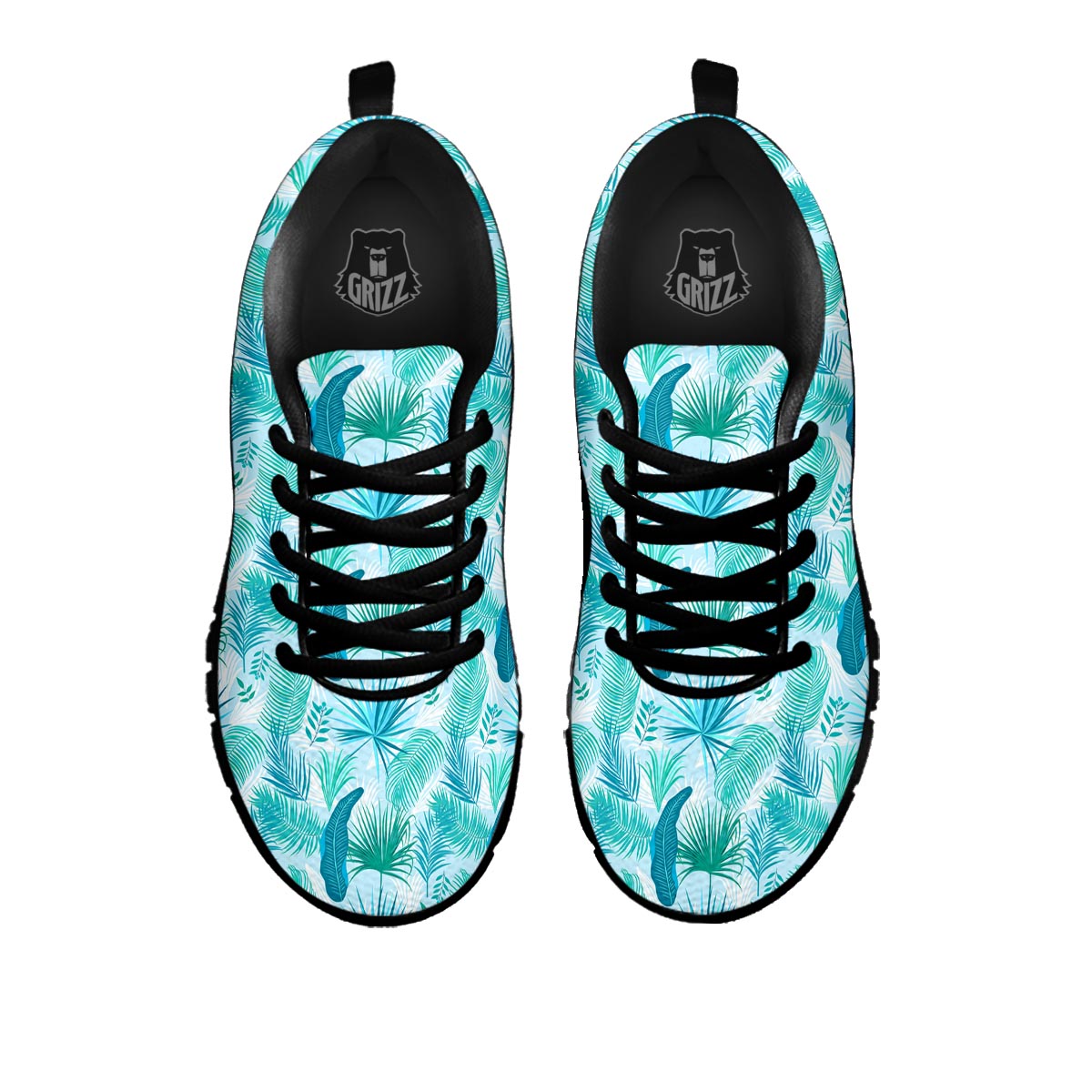 Tropical Teal Aloha Print Pattern Black Sneaker-grizzshop