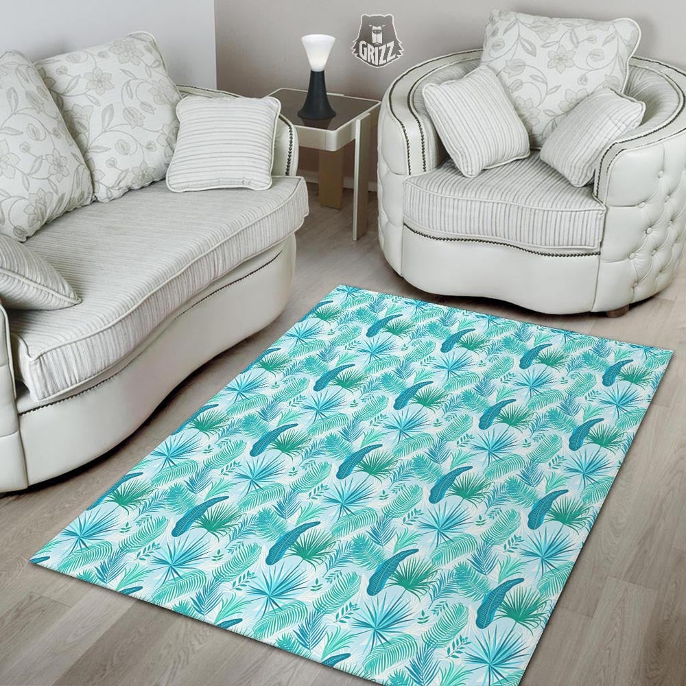 Tropical Teal Aloha Print Pattern Floor Mat-grizzshop