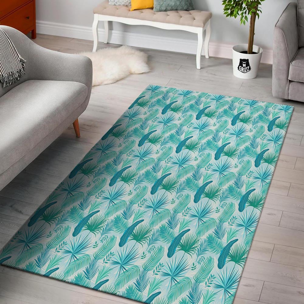 Tropical Teal Aloha Print Pattern Floor Mat-grizzshop