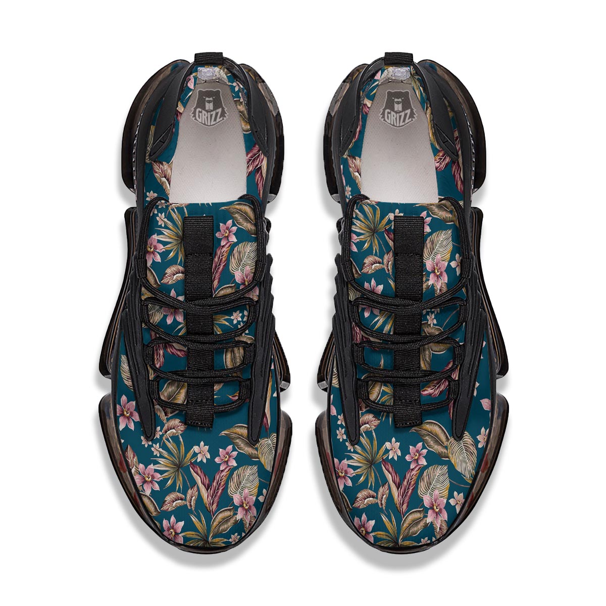 Tropical Teal Print Pattern Black Gym Shoes-grizzshop