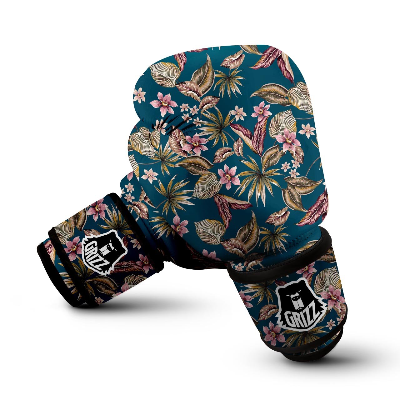 Tropical Teal Print Pattern Boxing Gloves-grizzshop