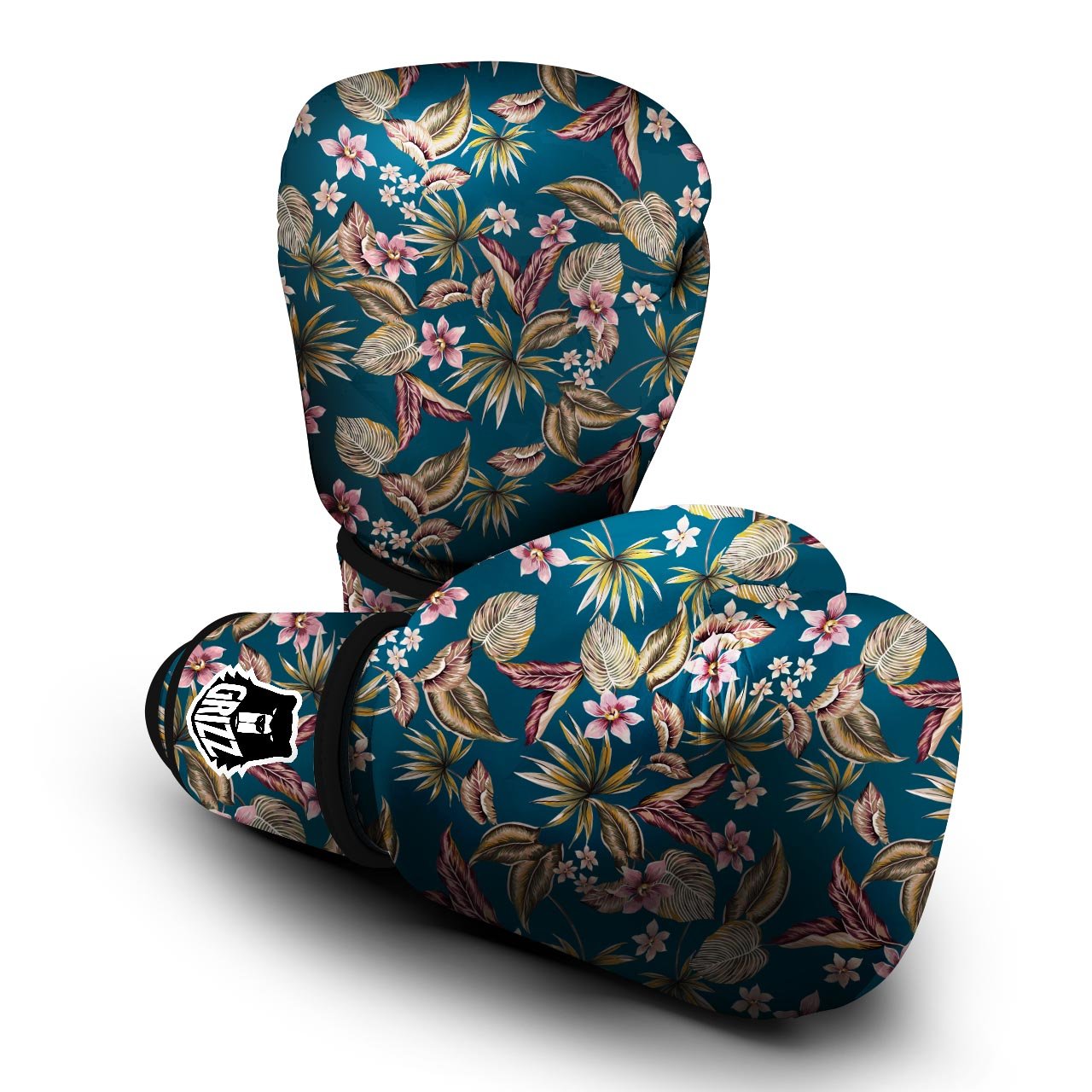Tropical Teal Print Pattern Boxing Gloves-grizzshop