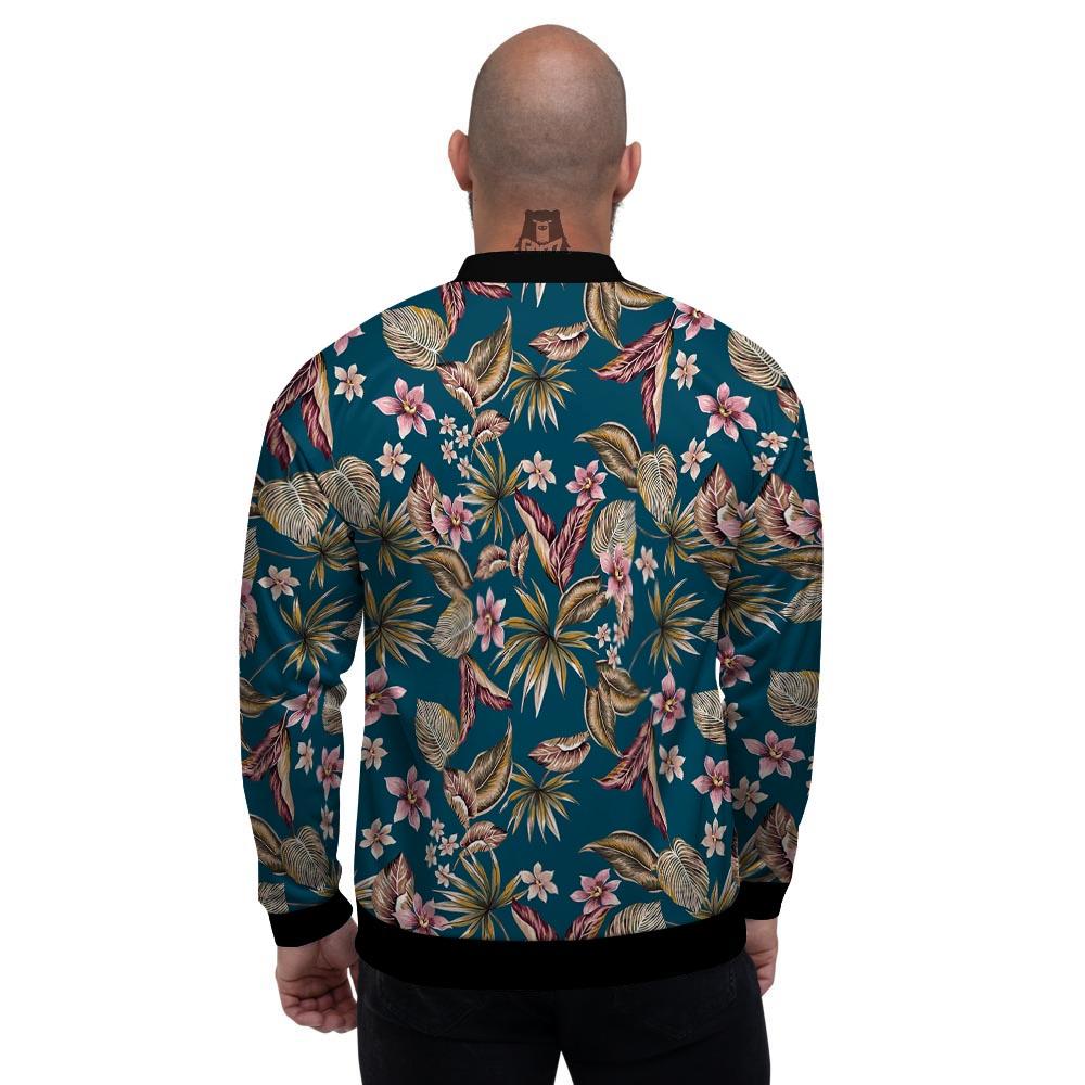 Tropical Teal Print Pattern Men's Bomber Jacket-grizzshop