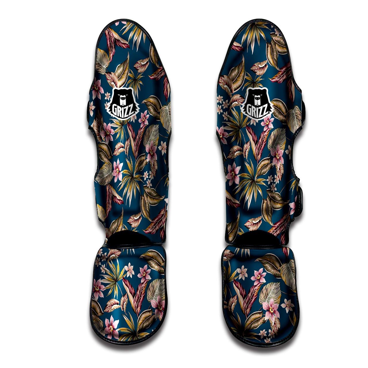 Tropical Teal Print Pattern Muay Thai Shin Guards-grizzshop