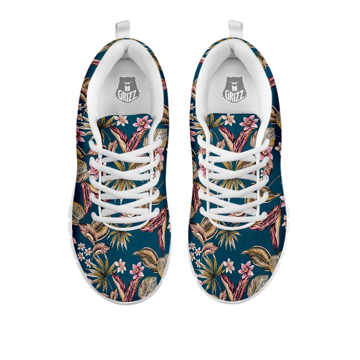 Tropical Teal Print Pattern White Sneaker-grizzshop