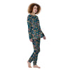 Tropical Teal Print Pattern Women's Pajamas-grizzshop