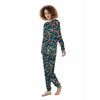 Tropical Teal Print Pattern Women's Pajamas-grizzshop