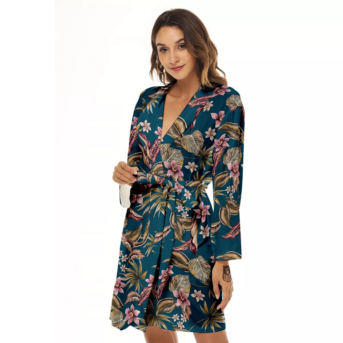 Tropical Teal Print Pattern Women's Robe-grizzshop