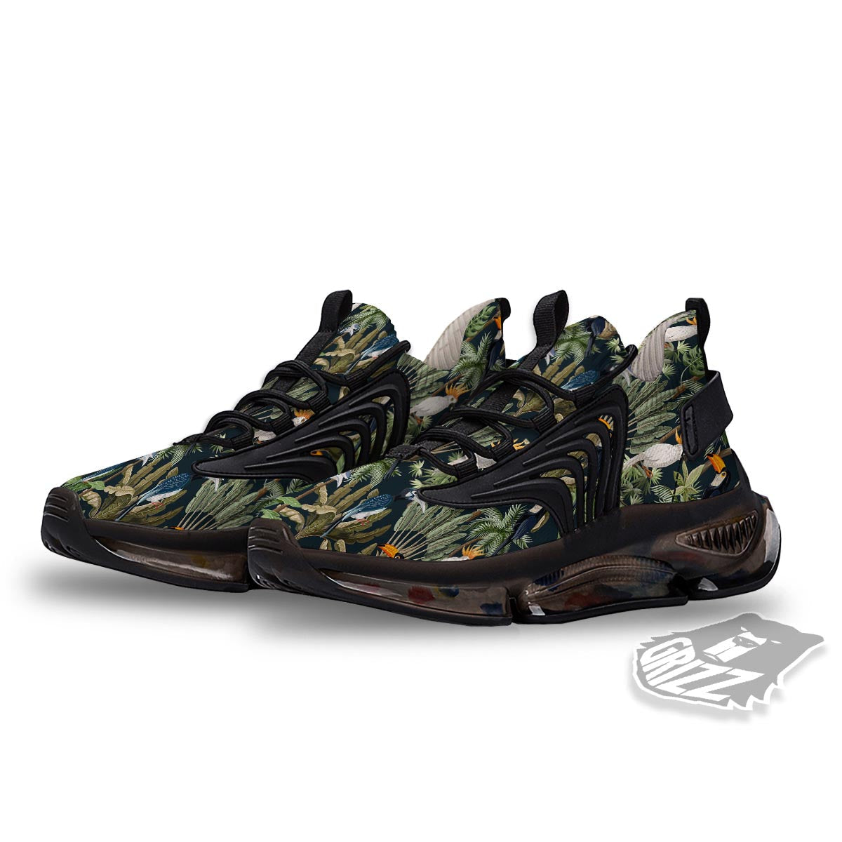 Tropical Toucan Parrot Print Pattern Black Gym Shoes-grizzshop