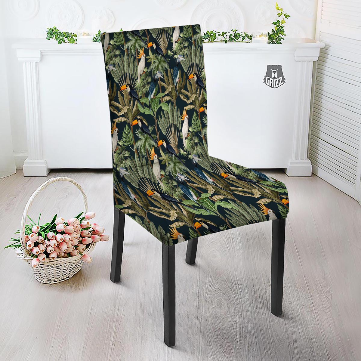 Tropical Toucan Parrot Print Pattern Dining Chair Slipcover-grizzshop