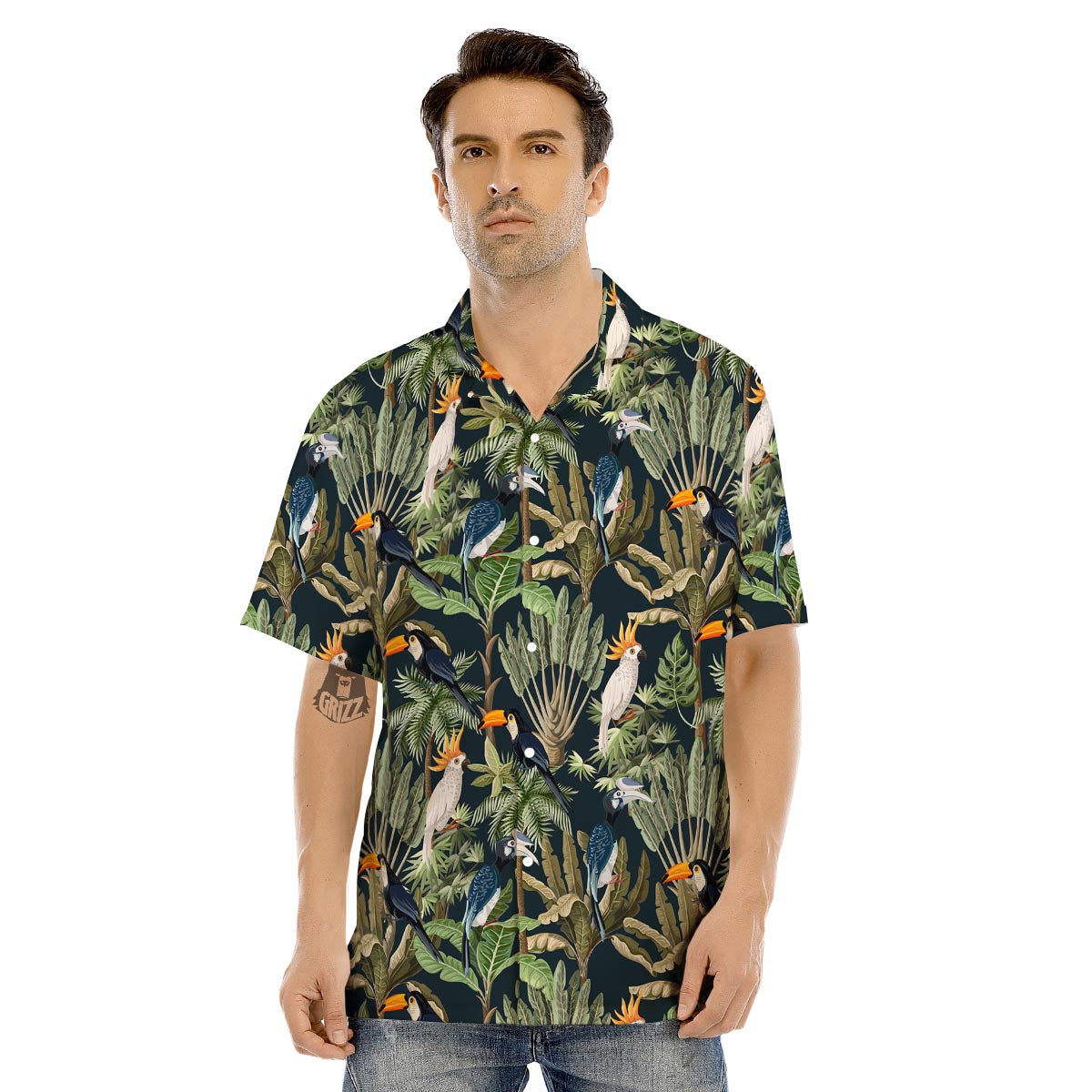 Tropical Toucan Parrot Print Pattern Men's Hawaiian Shirt-grizzshop