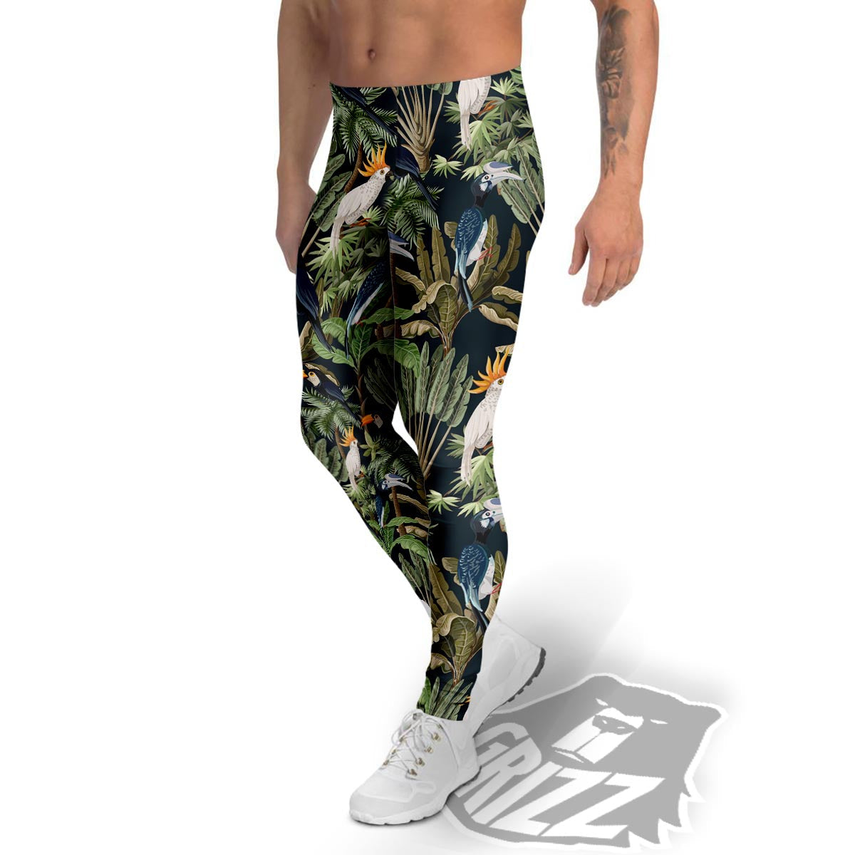 Tropical Toucan Parrot Print Pattern Men's Leggings-grizzshop