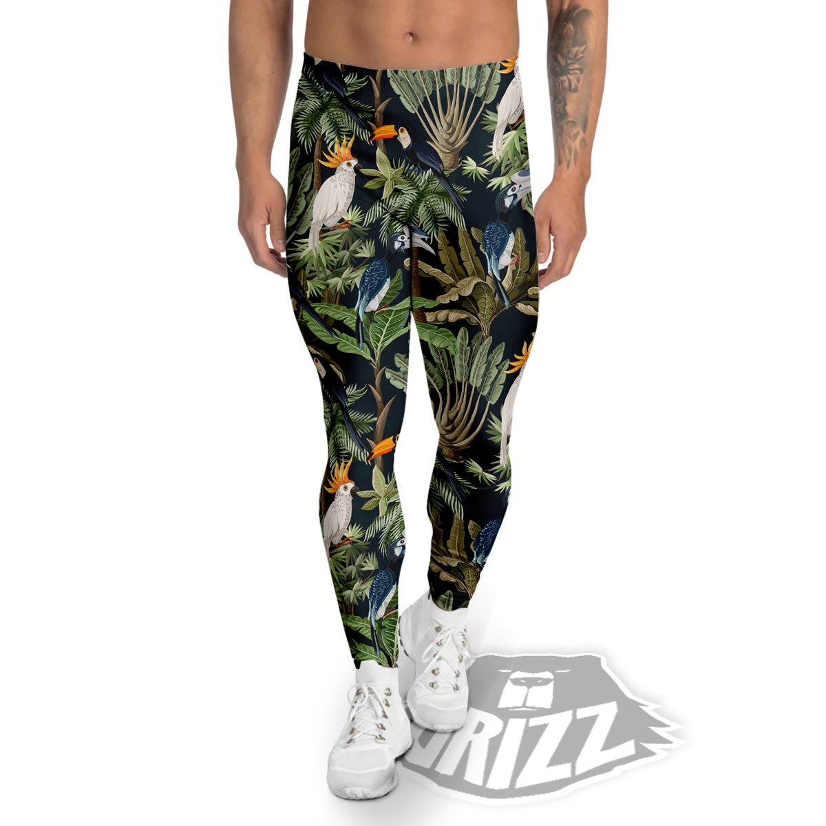 Tropical Toucan Parrot Print Pattern Men's Leggings-grizzshop