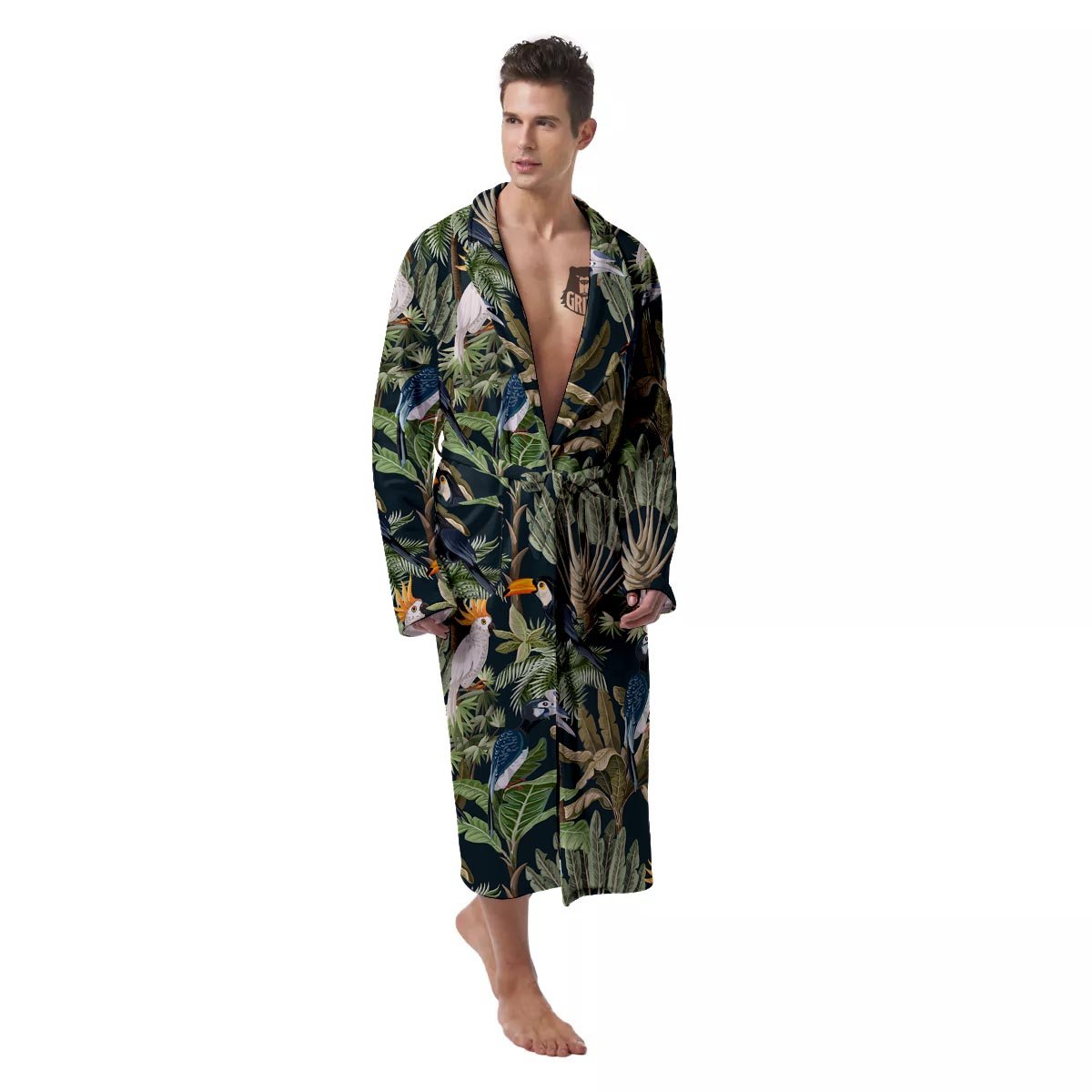 Tropical Toucan Parrot Print Pattern Men's Robe-grizzshop