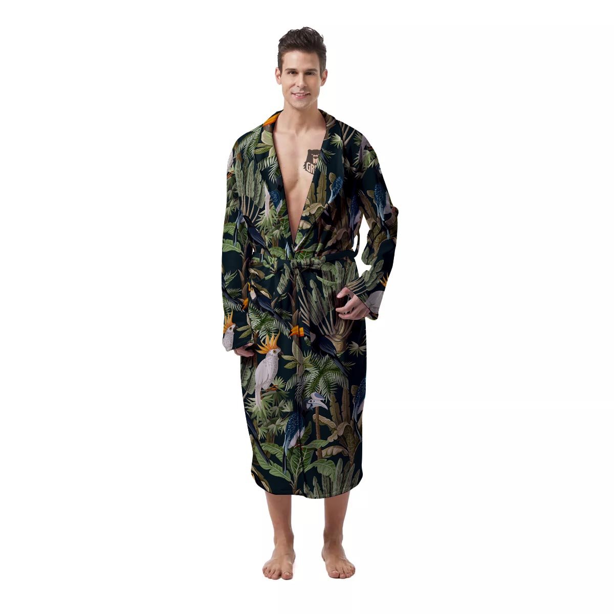 Tropical Toucan Parrot Print Pattern Men's Robe-grizzshop