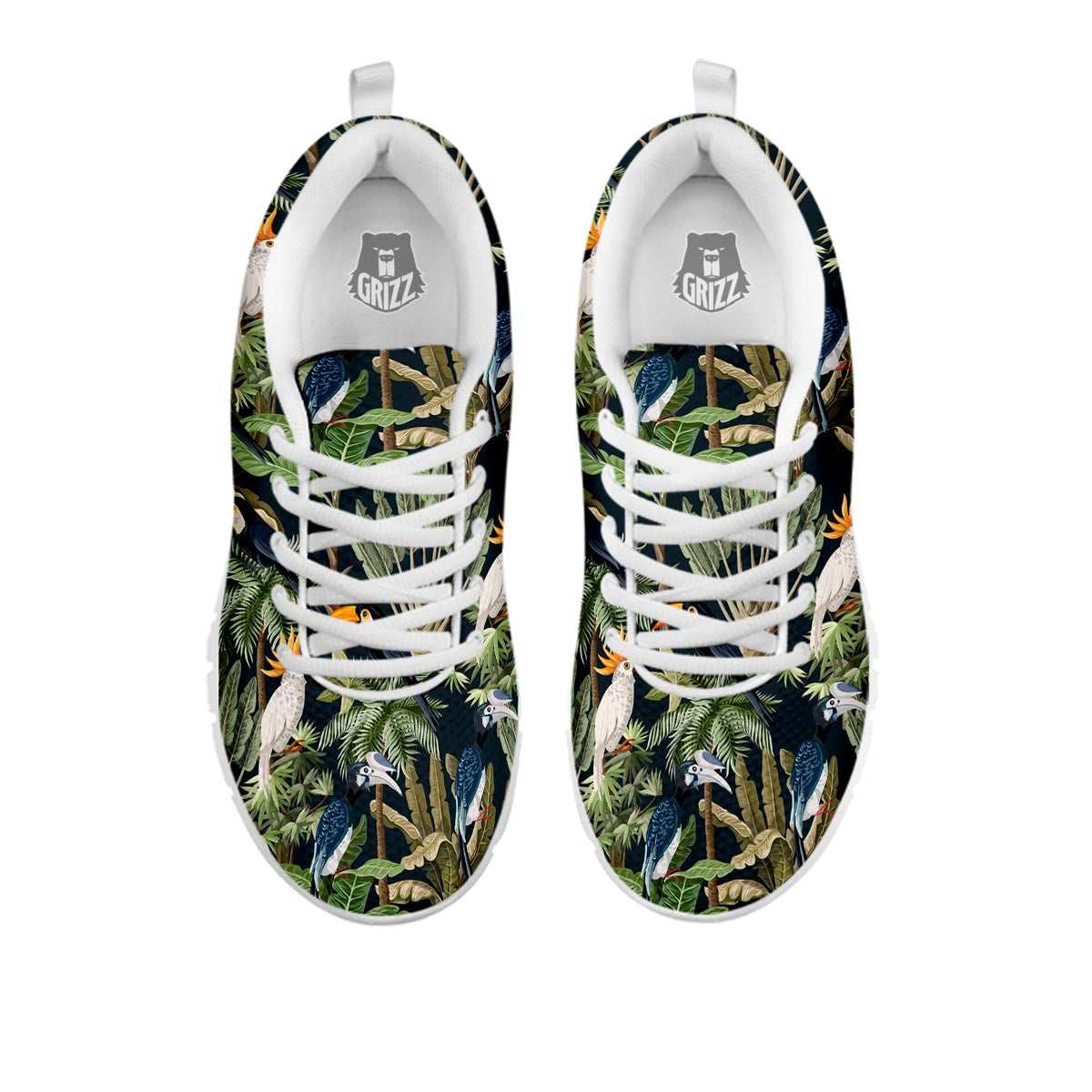 Tropical Toucan Parrot Print Pattern White Sneaker-grizzshop