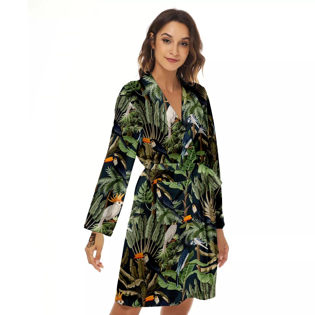 Tropical Toucan Parrot Print Pattern Women's Robe-grizzshop